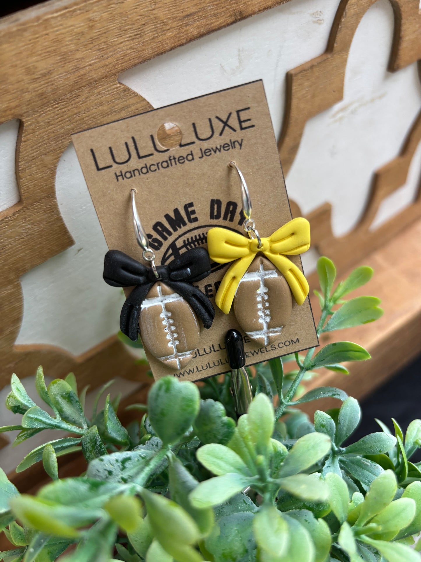 Game Day Football & Bow Earrings