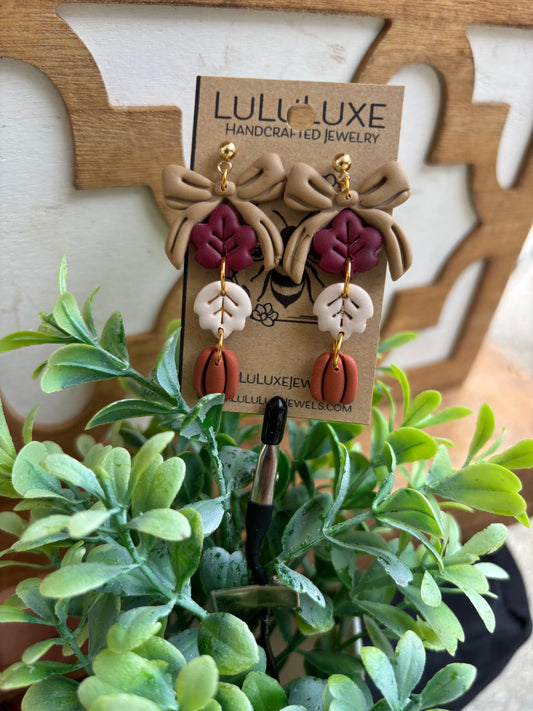 Pumpkins , Bows & Leaf dangles